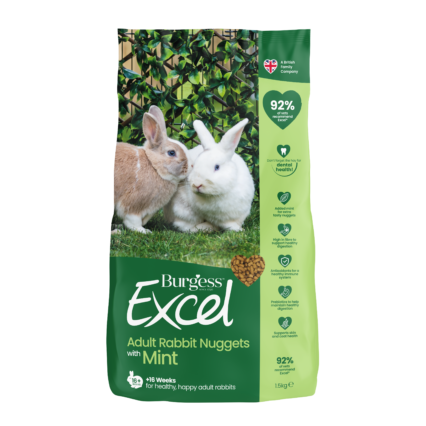 burgess excel adult rabbit nuggets with mint 1.5 kg sharpes feed barn wellington